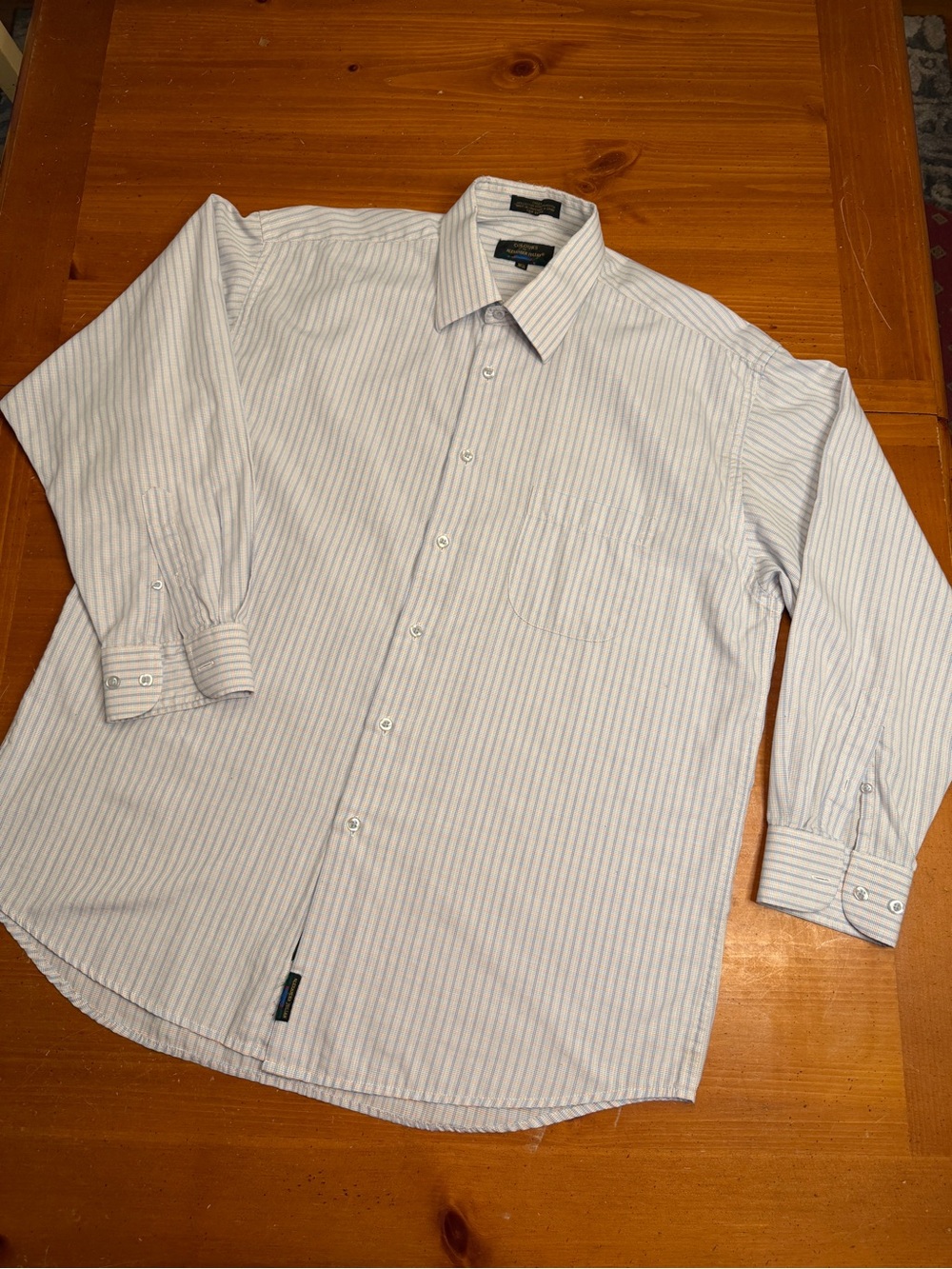 Alexander Julian White Shirt with Light Blue Pinstripes